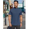 COOFANDY Mens Mock Turtleneck Shirts Short Sleeve Casual Basic T-Shirts Ribbed Solid Pullover Tops(Navy Blue)