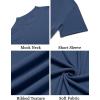 COOFANDY Mens Mock Turtleneck Shirts Short Sleeve Casual Basic T-Shirts Ribbed Solid Pullover Tops(Navy Blue)