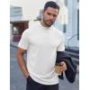 COOFANDY Mens Mock Turtleneck Shirts Short Sleeve Casual Basic T-Shirts Ribbed Solid Pullover Tops(White)