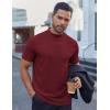 COOFANDY Mens Mock Turtleneck Shirts Short Sleeve Casual Basic T-Shirts Ribbed Solid Pullover Tops(Wine Red)