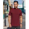 COOFANDY Mens Mock Turtleneck Shirts Short Sleeve Casual Basic T-Shirts Ribbed Solid Pullover Tops(Wine Red)