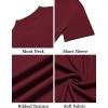 COOFANDY Mens Mock Turtleneck Shirts Short Sleeve Casual Basic T-Shirts Ribbed Solid Pullover Tops(Wine Red)