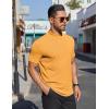 COOFANDY Mens Mock Turtleneck Shirts Short Sleeve Casual Basic T-Shirts Ribbed Solid Pullover Tops(Yellow)