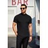 COOFANDY Mens Mock Turtleneck Sweater Short Sleeve Turtle Neck Sweaters Casual Ribbed Knited Pullover Tops Solid Basic Tee(A-black)
