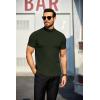 COOFANDY Mens Mock Turtleneck Sweater Short Sleeve Turtle Neck Sweaters Casual Ribbed Knited Pullover Tops Solid Basic Tee(Army Green)
