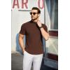 COOFANDY Mens Mock Turtleneck Sweater Short Sleeve Turtle Neck Sweaters Casual Ribbed Knited Pullover Tops Solid Basic Tee(Brown)