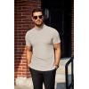 COOFANDY Mens Mock Turtleneck Sweater Short Sleeve Turtle Neck Sweaters Casual Ribbed Knited Pullover Tops Solid Basic Tee(Cream)