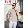 COOFANDY Mens Mock Turtleneck Sweater Short Sleeve Turtle Neck Sweaters Casual Ribbed Knited Pullover Tops Solid Basic Tee(Cream)