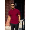 COOFANDY Mens Mock Turtleneck Sweater Short Sleeve Turtle Neck Sweaters Casual Ribbed Knited Pullover Tops Solid Basic Tee(Dark Red)