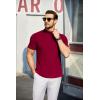 COOFANDY Mens Mock Turtleneck Sweater Short Sleeve Turtle Neck Sweaters Casual Ribbed Knited Pullover Tops Solid Basic Tee(Dark Red)