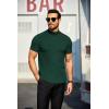 COOFANDY Mens Mock Turtleneck Sweater Short Sleeve Turtle Neck Sweaters Casual Ribbed Knited Pullover Tops Solid Basic Tee(Green)