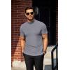 COOFANDY Mens Mock Turtleneck Sweater Short Sleeve Turtle Neck Sweaters Casual Ribbed Knited Pullover Tops Solid Basic Tee(Grey)