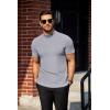 COOFANDY Mens Mock Turtleneck Sweater Short Sleeve Turtle Neck Sweaters Casual Ribbed Knited Pullover Tops Solid Basic Tee(Light Grey)