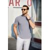 COOFANDY Mens Mock Turtleneck Sweater Short Sleeve Turtle Neck Sweaters Casual Ribbed Knited Pullover Tops Solid Basic Tee(Light Grey)