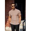 COOFANDY Mens Mock Turtleneck Sweater Short Sleeve Turtle Neck Sweaters Casual Ribbed Knited Pullover Tops Solid Basic Tee(Light Khaki)