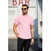 COOFANDY Mens Mock Turtleneck Sweater Short Sleeve Turtle Neck Sweaters Casual Ribbed Knited Pullover Tops Solid Basic Tee(Pink)