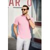 COOFANDY Mens Mock Turtleneck Sweater Short Sleeve Turtle Neck Sweaters Casual Ribbed Knited Pullover Tops Solid Basic Tee(Pink)
