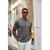 COOFANDY Men’s Mock Turtleneck T Shirt Short Sleeve Slim Fit Basic Casual Undershirt Solid Color Pullover Tee(A-dark Grey)