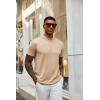 COOFANDY Men’s Mock Turtleneck T Shirt Short Sleeve Slim Fit Basic Casual Undershirt Solid Color Pullover Tee(A-khaki)