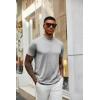 COOFANDY Men’s Mock Turtleneck T Shirt Short Sleeve Slim Fit Basic Casual Undershirt Solid Color Pullover Tee(A-light Grey)