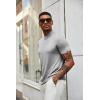COOFANDY Men’s Mock Turtleneck T Shirt Short Sleeve Slim Fit Basic Casual Undershirt Solid Color Pullover Tee(A-light Grey)