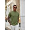 COOFANDY Men’s Mock Turtleneck T Shirt Short Sleeve Slim Fit Basic Casual Undershirt Solid Color Pullover Tee(Army Green)