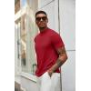 COOFANDY Men’s Mock Turtleneck T Shirt Short Sleeve Slim Fit Basic Casual Undershirt Solid Color Pullover Tee(A-wine Red)