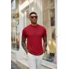 COOFANDY Men’s Mock Turtleneck T Shirt Short Sleeve Slim Fit Basic Casual Undershirt Solid Color Pullover Tee(A-wine Red)