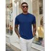 COOFANDY Men’s Mock Turtleneck T Shirt Short Sleeve Slim Fit Basic Casual Undershirt Solid Color Pullover Tee(Dark Blue)
