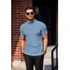 COOFANDY Men’s Mock Turtleneck T Shirt Short Sleeve Slim Fit Basic Casual Undershirt Solid Color Pullover Tee(Light Blue)