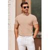 COOFANDY Men’s Mock Turtleneck T Shirt Short Sleeve Slim Fit Basic Casual Undershirt Solid Color Pullover Tee(Light Khaki)