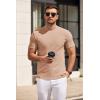 COOFANDY Men’s Mock Turtleneck T Shirt Short Sleeve Slim Fit Basic Casual Undershirt Solid Color Pullover Tee(Light Khaki)