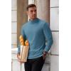COOFANDY Mens Mock Turtleneck T-Shirts Long Sleeve Solid Color Tees Shirts Basic Casual Slim Fit Pullover T Shirts(Blue)