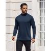 COOFANDY Mens Mock Turtleneck T-Shirts Long Sleeve Solid Color Tees Shirts Basic Casual Slim Fit Pullover T Shirts(Dark Blue)
