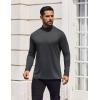 COOFANDY Mens Mock Turtleneck T-Shirts Long Sleeve Solid Color Tees Shirts Basic Casual Slim Fit Pullover T Shirts(Deep Grey)