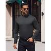 COOFANDY Mens Mock Turtleneck T-Shirts Long Sleeve Solid Color Tees Shirts Basic Casual Slim Fit Pullover T Shirts(Deep Grey)