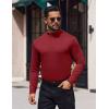 COOFANDY Mens Mock Turtleneck T-Shirts Long Sleeve Solid Color Tees Shirts Basic Casual Slim Fit Pullover T Shirts(Red)