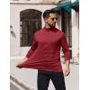 COOFANDY Mens Mock Turtleneck T-Shirts Long Sleeve Solid Color Tees Shirts Basic Casual Slim Fit Pullover T Shirts(Red)