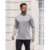 COOFANDY Mens Mock Turtleneck T-Shirts Long Sleeve Solid Color Tees Shirts Basic Casual Slim Fit Pullover T Shirts(White Heather Grey)