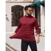 COOFANDY Mens Mock Turtleneck T-Shirts Long Sleeve Solid Color Tees Shirts Basic Casual Slim Fit Pullover T Shirts(Wine Red)