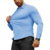 COOFANDY Men’s Muscle Fit Dress Shirts Wrinkle-Free Long Sleeve Casual Button Down Shirts(Light Blue)