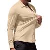 COOFANDY Men’s Muscle Fit Dress Shirts Wrinkle-Free Long Sleeve Casual Button Down Shirts(Light Khaki)