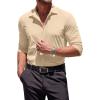 COOFANDY Men’s Muscle Fit Dress Shirts Wrinkle-Free Long Sleeve Casual Button Down Shirts(Light Khaki)