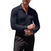 COOFANDY Men’s Muscle Fit Dress Shirts Wrinkle-Free Long Sleeve Casual Button Down Shirts(Navy Blue)