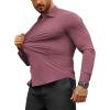 COOFANDY Men’s Muscle Fit Dress Shirts Wrinkle-Free Long Sleeve Casual Button Down Shirts(Red Purple)