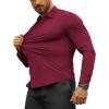 COOFANDY Men’s Muscle Fit Dress Shirts Wrinkle-Free Long Sleeve Casual Button Down Shirts(Wine Red)