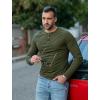 COOFANDY Men’s Muscle Slim Fit T-Shirt Long Sleeve Henley Shirts Casual Gym Workout Athletic Tee Shirts(Army Green)