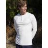 COOFANDY Men’s Muscle Slim Fit T-Shirt Long Sleeve Henley Shirts Casual Gym Workout Athletic Tee Shirts(White)