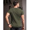 COOFANDY Men’s Muscle T Shirts Stretch Short Sleeve V Neck Bodybuilding Workout Tee Shirts Ribbed Knit Shirt(Army Green)
