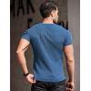 COOFANDY Men’s Muscle T Shirts Stretch Short Sleeve V Neck Bodybuilding Workout Tee Shirts Ribbed Knit Shirt(Blue)